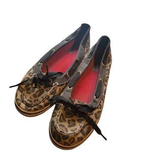 Sperry Cheetah Loafers Slide On Womens SZ 8.5 Boat Shoes
